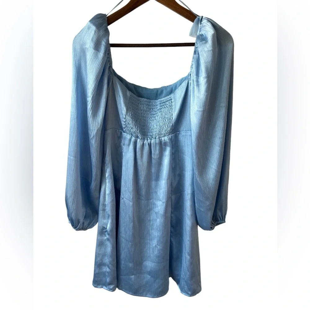 SOLD ASTR The Label Long Sleeve Satin Mini Dress - Picture 7 of 9